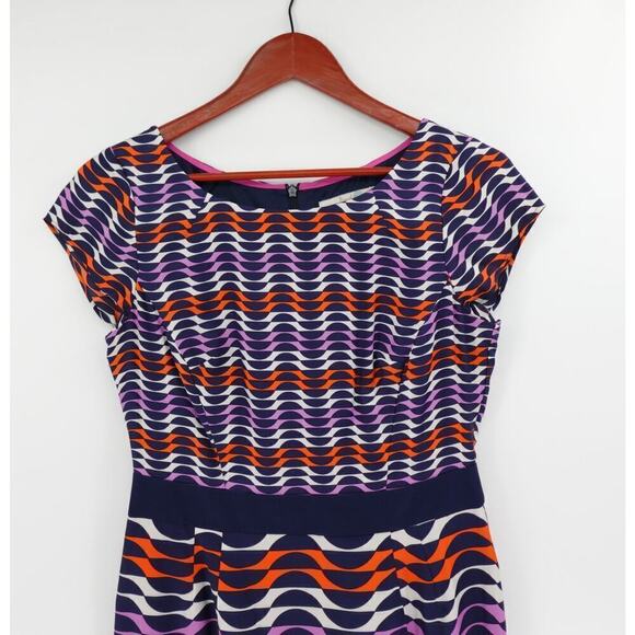 Boden Kensington Dress 4 Mod Geo Print Silk-Blend Modest - Picture 3 of 16